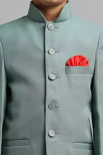 full sleeves solid ethnic wear jodhpuri - green