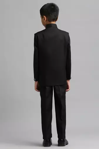 full sleeves solid ethnic wear jodhpuri and pant set - black