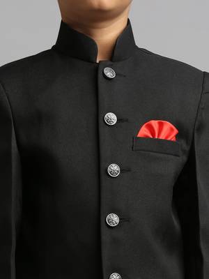 full sleeves solid ethnic wear jodhpuri and pant set - black 5