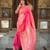 Soft banarasi silk saree with zari weaving meenakari touchup design all over the saree.