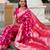 Soft banarasi silk saree with zari weaving meenakari touchup design all over the saree.