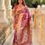 Soft banarasi silk saree with zari weaving meenakari touchup design all over the saree.