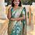 Soft banarasi silk saree with zari weaving meenakari touchup design all over the saree.