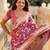 Soft banarasi silk saree with zari weaving meenakari touchup design all over the saree.