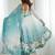 Elegant aqua blue organza silk floral anarkali suit with dupatta