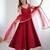 Bright maroon flared anarkali suit set with dupatta and pants