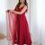 Bright maroon flared anarkali suit set with dupatta and pants