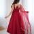 Bright maroon flared anarkali suit set with dupatta and pants