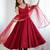 Bright maroon flared anarkali suit set with dupatta and pants