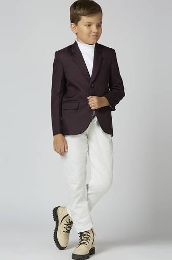 full sleevs solid elegance blazer - wine