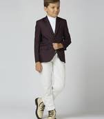 full sleevs solid elegance blazer - wine