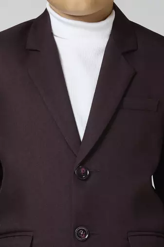 full sleevs solid elegance blazer - wine
