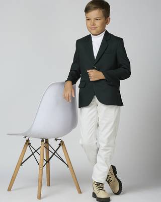 full sleeves solid elegance blazer - bottle green 1