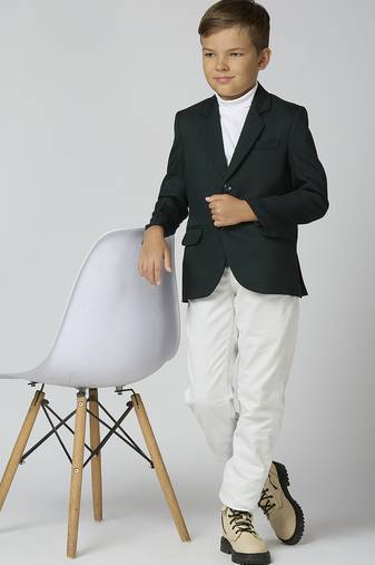 full sleeves solid elegance blazer - bottle green