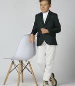 full sleeves solid elegance blazer - bottle green