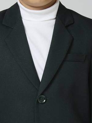 full sleeves solid elegance blazer - bottle green 2