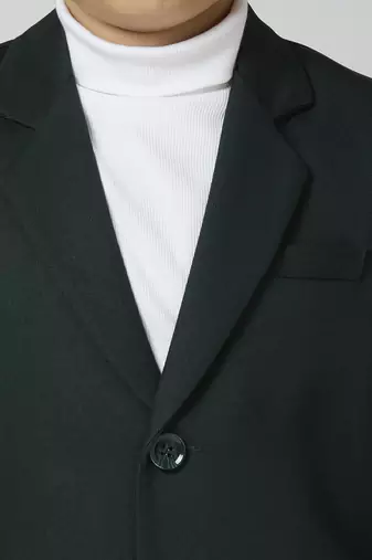 full sleeves solid elegance blazer - bottle green