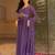 Elegant purple georgette embroidered gown with zari and sequin detailing