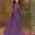 Elegant purple georgette embroidered gown with zari and sequin detailing