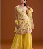 Light yellow georgette semi stitched suits