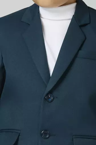 full sleeves solid elegance blazer - peacock green