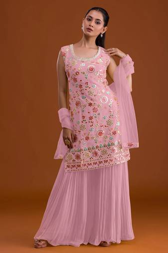 Light pink georgette semi stitched suits