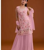 Light pink georgette semi stitched suits