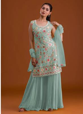 Light blue georgette semi stitched suits 1