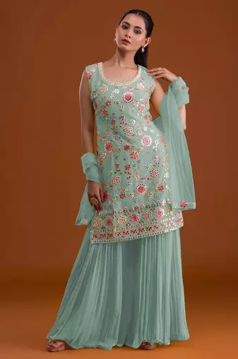 Light blue georgette semi stitched suits