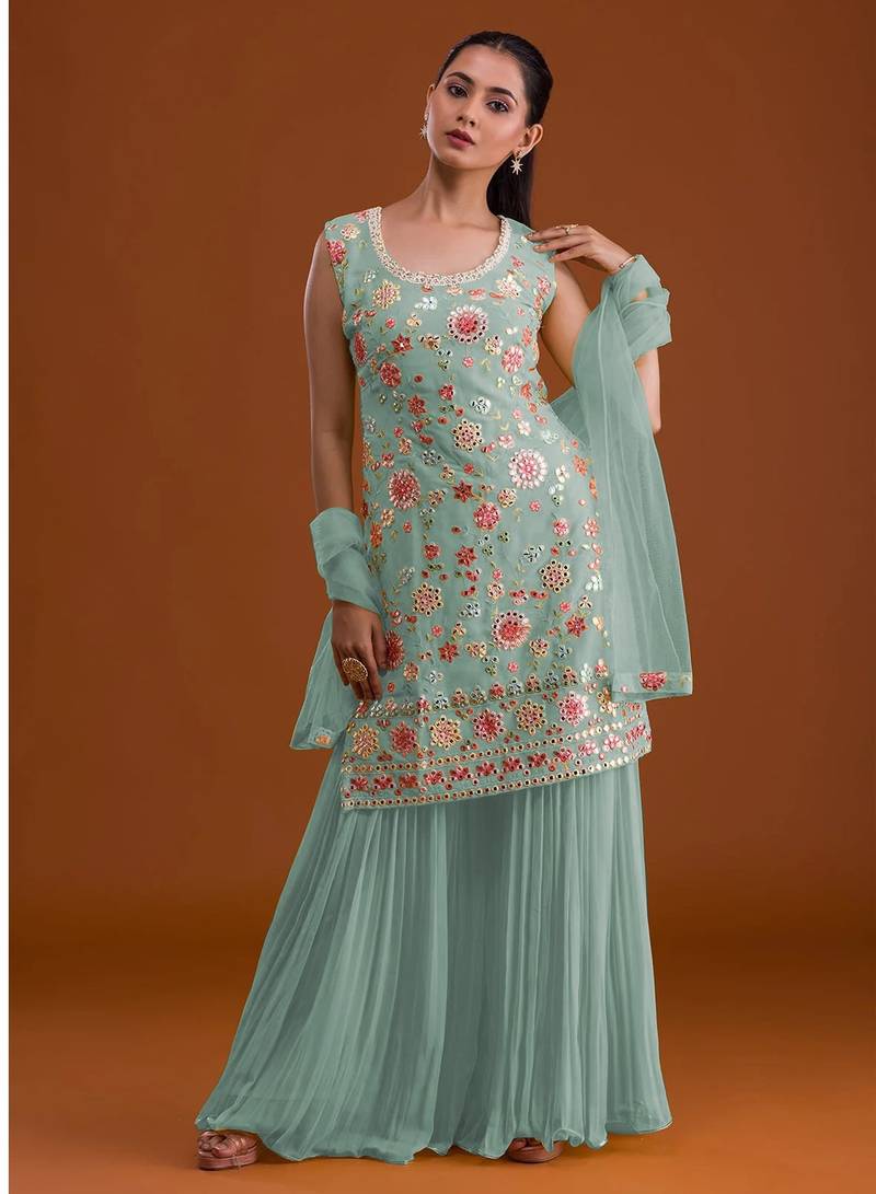 Light blue georgette semi stitched suits