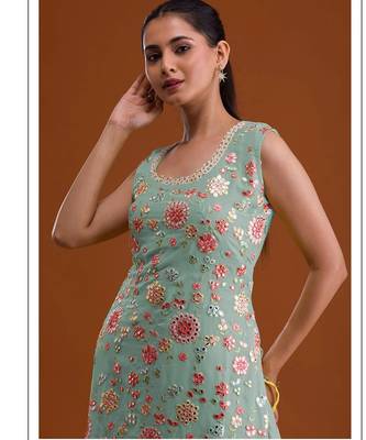 Light blue georgette semi stitched suits 2