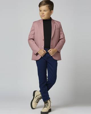 full sleeves solid elegance blazer - peach 1