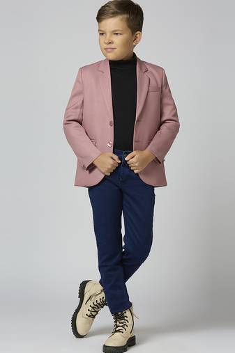 full sleeves solid elegance blazer - peach