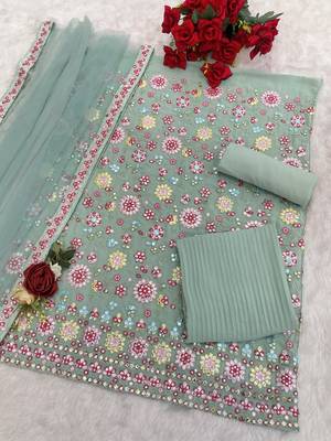 Light blue georgette semi stitched suits 3