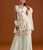 White georgette semi stitched suits
