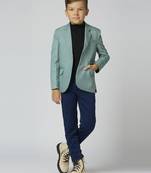 full sleeves solid elegance blazer - sea green