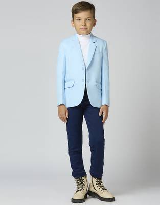 full sleeves solid elegance blazer - sky blue 1