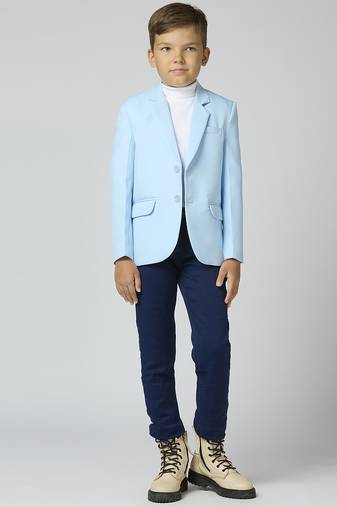full sleeves solid elegance blazer - sky blue
