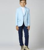 full sleeves solid elegance blazer - sky blue