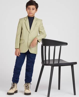 full sleeves solid elegance blazer - pista green 1