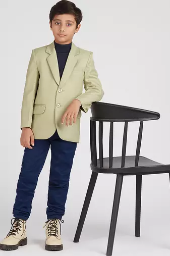 full sleeves solid elegance blazer - pista green