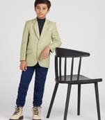 full sleeves solid elegance blazer - pista green