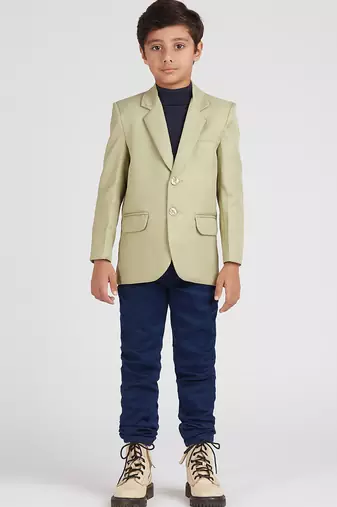 full sleeves solid elegance blazer - pista green