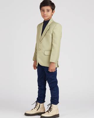 full sleeves solid elegance blazer - pista green 3
