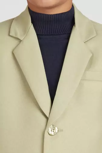 full sleeves solid elegance blazer - pista green