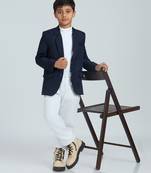 full sleeves solid elegance blazer - naby blue