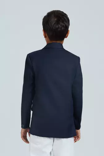 full sleeves solid elegance blazer - naby blue