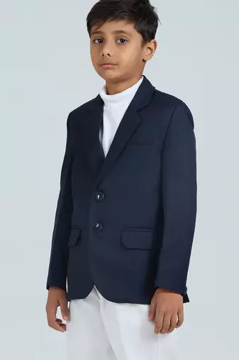 full sleeves solid elegance blazer - naby blue