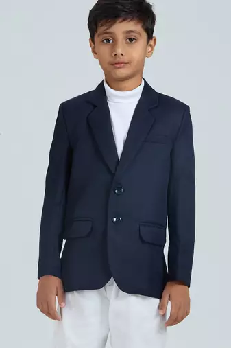 full sleeves solid elegance blazer - naby blue