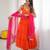 Orange georgette anarkali with ruffle  Anarkali with pink dupatta